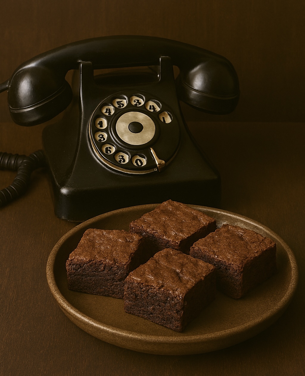A close-up view of a tray filled with six chocolate crinkle cookies inside an oven. The cookies have a rounded shape, are ...